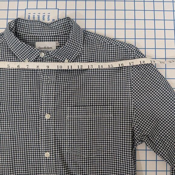Men's Medium black and white plaid check shirt by Goodfellow - Picture 3 of 8